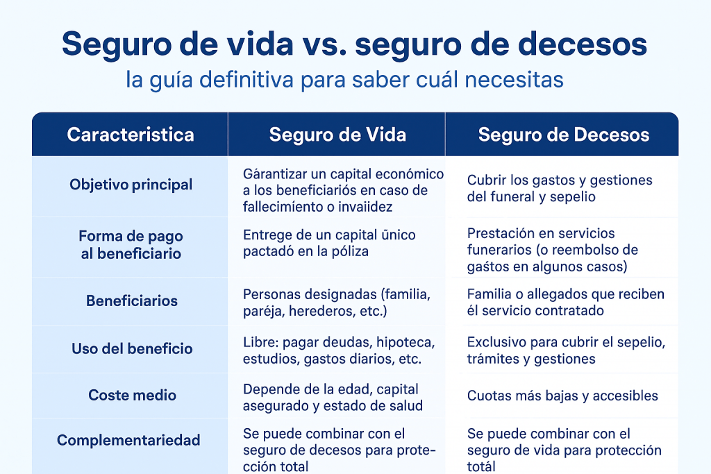 Diferencia entre seguro de vida y decesos